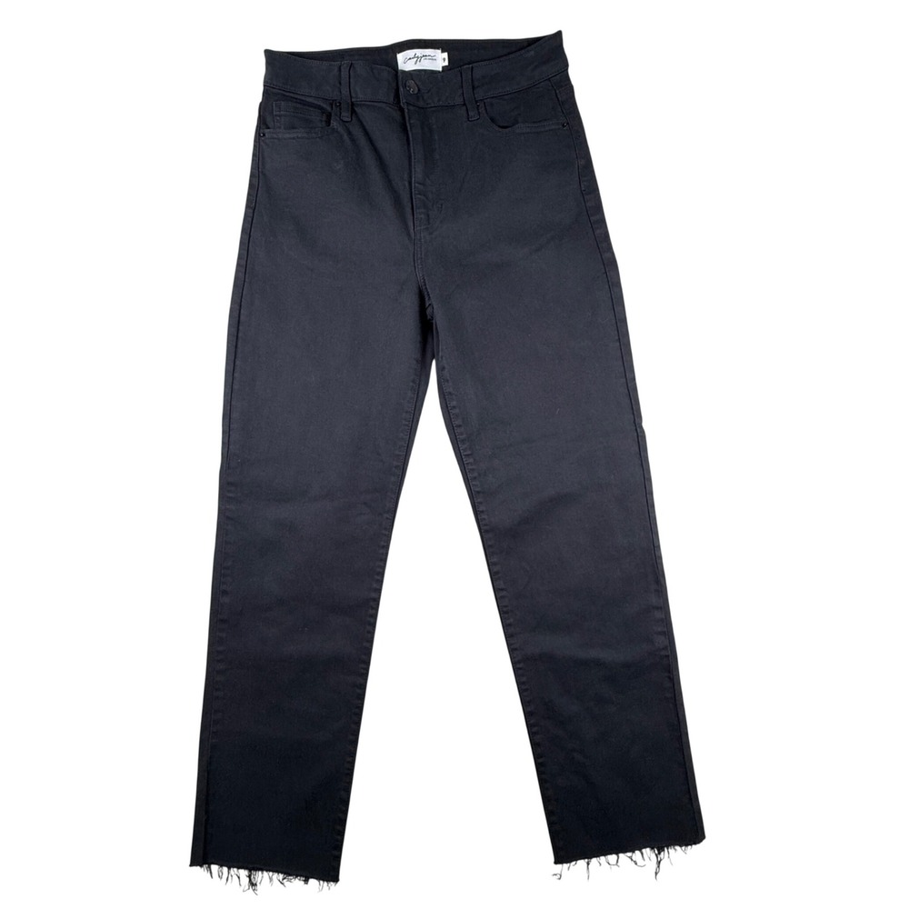 Carly Jean Los Angeles Chrissy Classic Black Straight Leg Raw Hem Jeans Size 9